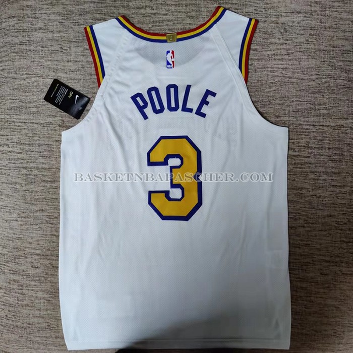 Maillot Golden State Warriors Jordan Poole NO 3 Classic Authentique Blanc